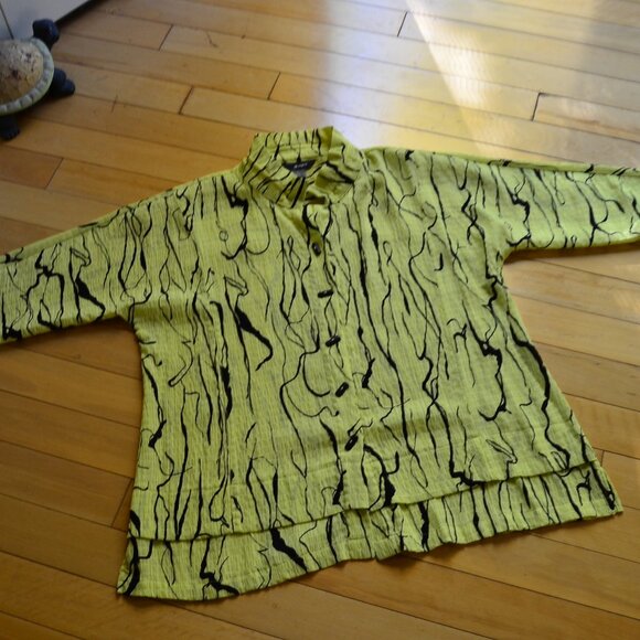 Ali Miles Womens Blouse L Layered Artsy Boho Bohemian Whimsigoth Crepe Flowy - Picture 1 of 12